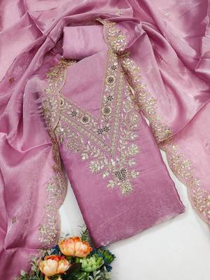 embroidered unstitched dress material 1