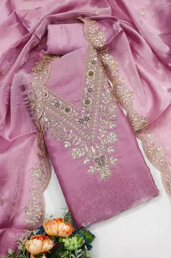 embroidered unstitched dress material