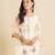 Off white embroidered silk blend kurta trouser dupatta set