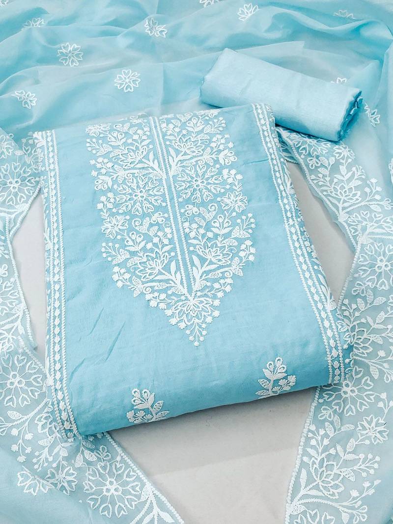 Floral Embroidered Unstitched Dress Material