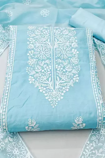 floral embroidered unstitched dress material