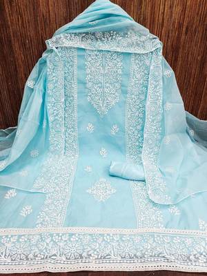 Floral Embroidered Unstitched Dress Material 3