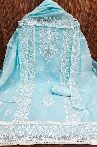 floral embroidered unstitched dress material