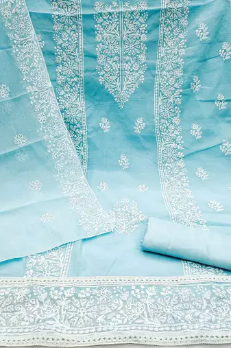 floral embroidered unstitched dress material