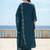 Navy blue embroidered silk blend kurta trouser dupatta set