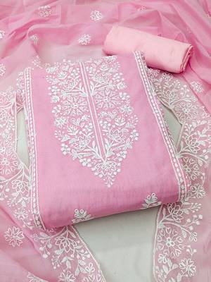 floral embroidered unstitched dress material 1