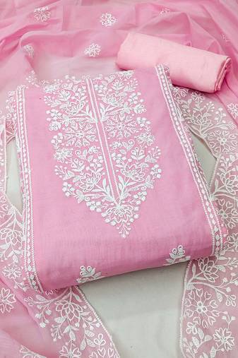 floral embroidered unstitched dress material