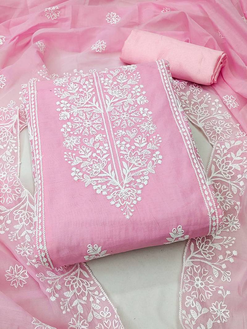 Floral Embroidered Unstitched Dress Material