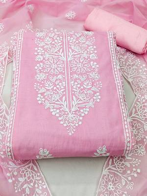 floral embroidered unstitched dress material 2