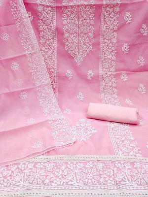 floral embroidered unstitched dress material 3