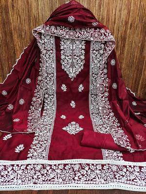 floral embroidered unstitched dress material 3