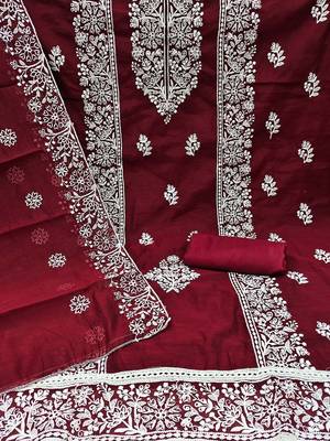 floral embroidered unstitched dress material 4