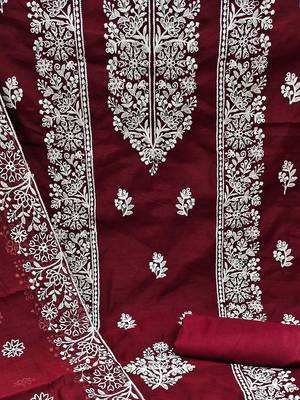 floral embroidered unstitched dress material 5