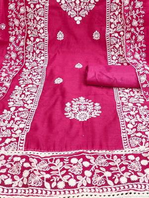 ethnic motifs embroidered zari unstitched dress material 1