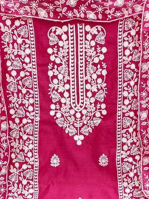 ethnic motifs embroidered zari unstitched dress material 4