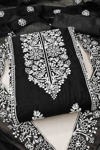 ethnic motifs embroidered unstitched dress material