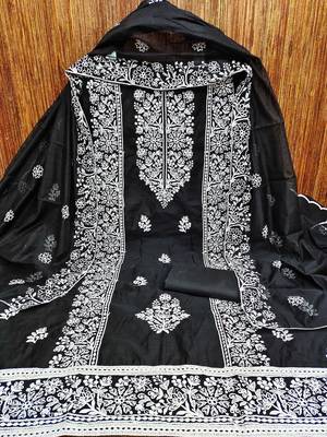 ethnic motifs embroidered unstitched dress material 3
