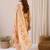 Beige printed pure cotton kurta trouser dupatta set