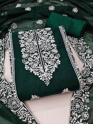floral embroidered zari unstitched dress material 1