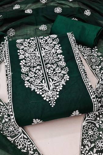 floral embroidered zari unstitched dress material