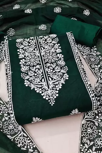 floral embroidered zari unstitched dress material