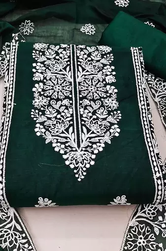 floral embroidered zari unstitched dress material