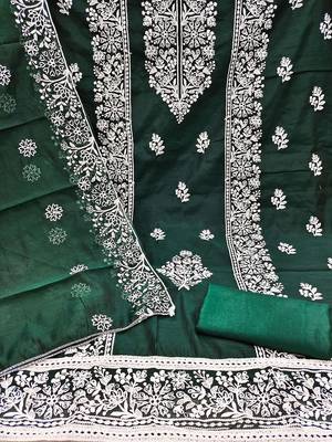 floral embroidered zari unstitched dress material 3