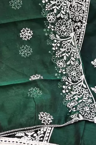 floral embroidered zari unstitched dress material