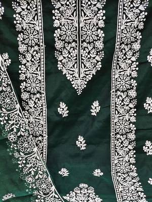 floral embroidered zari unstitched dress material 5
