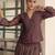 Brown chanderi embroidered top and skirt set