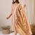 Beige printed pure cotton kurta trouser dupatta set