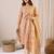 Beige printed pure cotton kurta trouser dupatta set