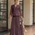 Brown chanderi embroidered top and skirt set