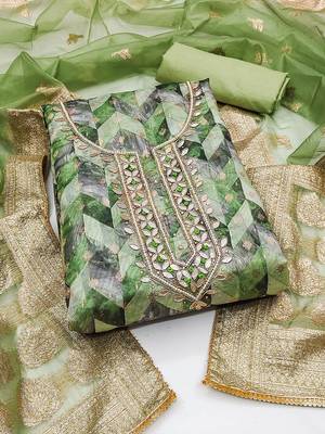 ethnic motifs woven design beads and stones organza unstitched dress material 1