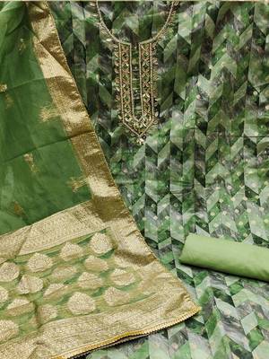 ethnic motifs woven design beads and stones organza unstitched dress material 2