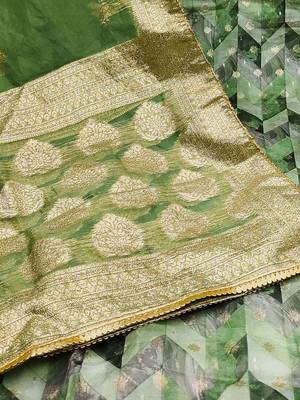 ethnic motifs woven design beads and stones organza unstitched dress material 3