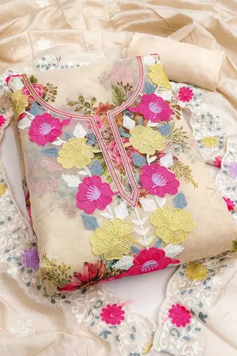 embroidered organza unstitched dress material