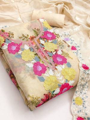 embroidered organza unstitched dress material 2
