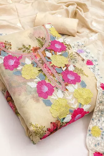embroidered organza unstitched dress material