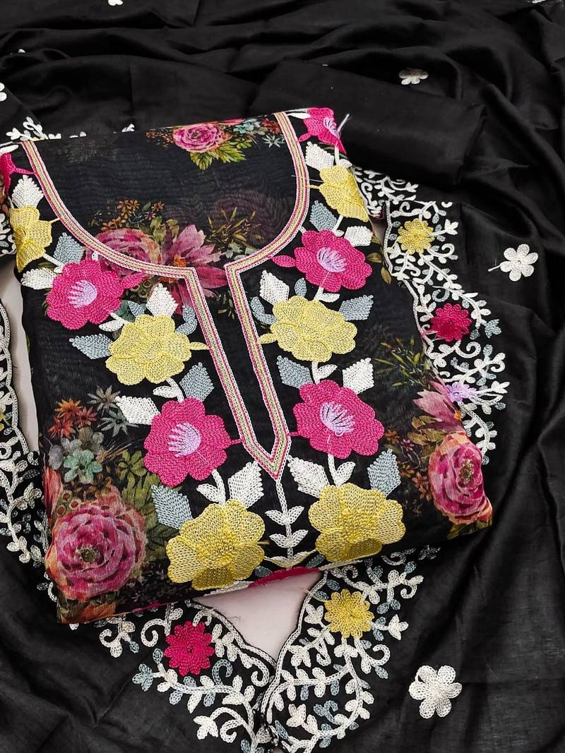 Embroidered Unstitched Dress Material