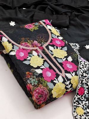 embroidered unstitched dress material 2