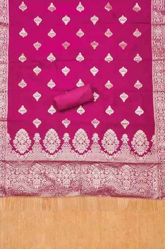 women peach embellished organza unstitched kurta & pant with dupatta dress material
