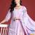 Lavender embroidered silk blend kurta trouser dupatta set