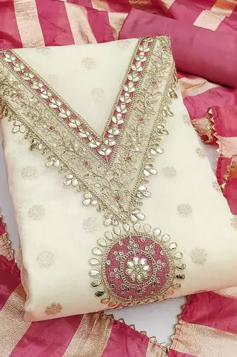 embroidered unstitched dress material