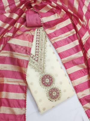 embroidered unstitched dress material 3