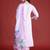 Lavender embroidered silk blend kurta trouser dupatta set