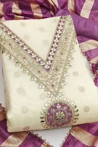 floral embroidered unstitched dress material