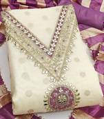 floral embroidered unstitched dress material