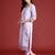 Lavender embroidered silk blend kurta trouser dupatta set