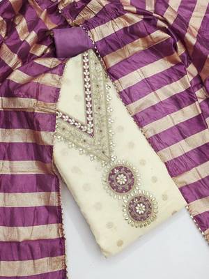 floral embroidered unstitched dress material 2